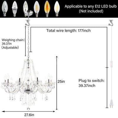 PAPAYA Modern Chrome Beaded Hanging Chandelier Shades (W8.7 x H13), Beads Pendant Shade with Acrylic Crystal, Ceiling Chandelier Beaded Lampshade for Wedding Party Event Home Decoration Backdrop Bliss