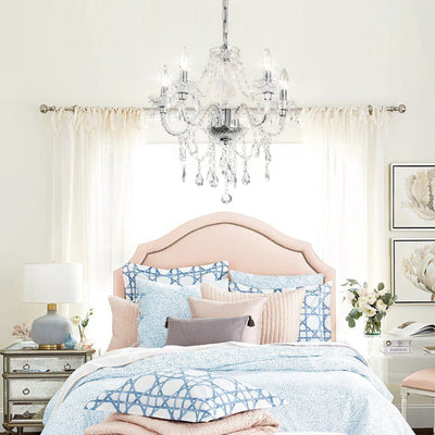 PAPAYA Modern Chrome Beaded Hanging Chandelier Shades (W8.7 x H13), Beads Pendant Shade with Acrylic Crystal, Ceiling Chandelier Beaded Lampshade for Wedding Party Event Home Decoration Backdrop Bliss