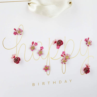 Hallmark Signature 7" Medium Birthday Gift Bag with Tissue Paper (Pink Flowers) Backdrop Bliss