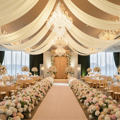 10ft×10ft White Ceiling Drapes for Weddings Events Wrinkle-Free Polyester Ceiling Backdrop for Ten Canopy Church Stage Bedroom Decor 2 Panels 5×10ft Backdrop Bliss