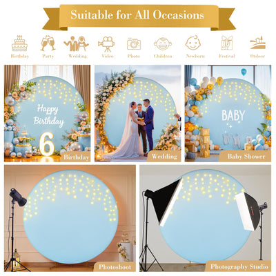 7.2 ft White Round Backdrop Cover with Lights Circle Wedding Arch Backdrop Cover with Fairy Lights for Bridal Shower Ceremony Birthday Baby Shower Photography Photo Shoot Background Decorations - Backdrop Bliss7.2 ft White Round Backdrop Cover with Lights Circle Wedding Arch Backdrop Cover with Fairy Lights for Bridal Shower Ceremony Birthday Baby Shower Photography Photo Shoot Background Decorations
