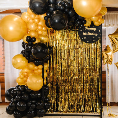 RUBFAC 135pcs Gold Balloons Different Sizes 18 12 10 5 Inch for Garland Arch, Latex Metallic Balloon for Birthday Graduation Party Wedding Decorations Backdrop Bliss