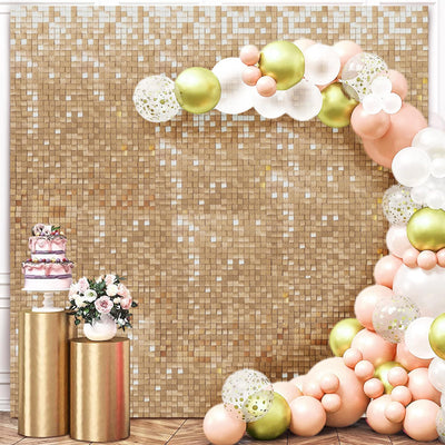 24 Pcs Champagne Gold Shimmer Wall Backdrop Panels - 4 FT x 6 FT Square Sequin Shimmer Backdrop Panels, Photo Backdrops for Birthday, Anniversary, Wedding, Graduation & Bachelorette Party Decoration - Backdrop Bliss24 Pcs Champagne Gold Shimmer Wall Backdrop Panels - 4 FT x 6 FT Square Sequin Shimmer Backdrop Panels, Photo Backdrops for Birthday, Anniversary, Wedding, Graduation & Bachelorette Party Decoration