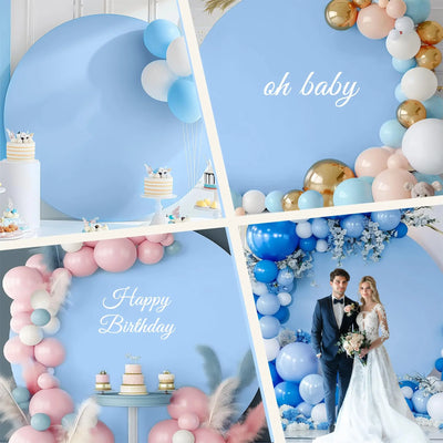 7.2FT Navy Blue Round Backdrop Cover for 5 to 7.2ft Circle Arch Stand - Haefoo Back to School Decoration Circle Backdrop Cover for Birthday, Wedding, Baby Shower Photography Background Party Decor Backdrop Bliss