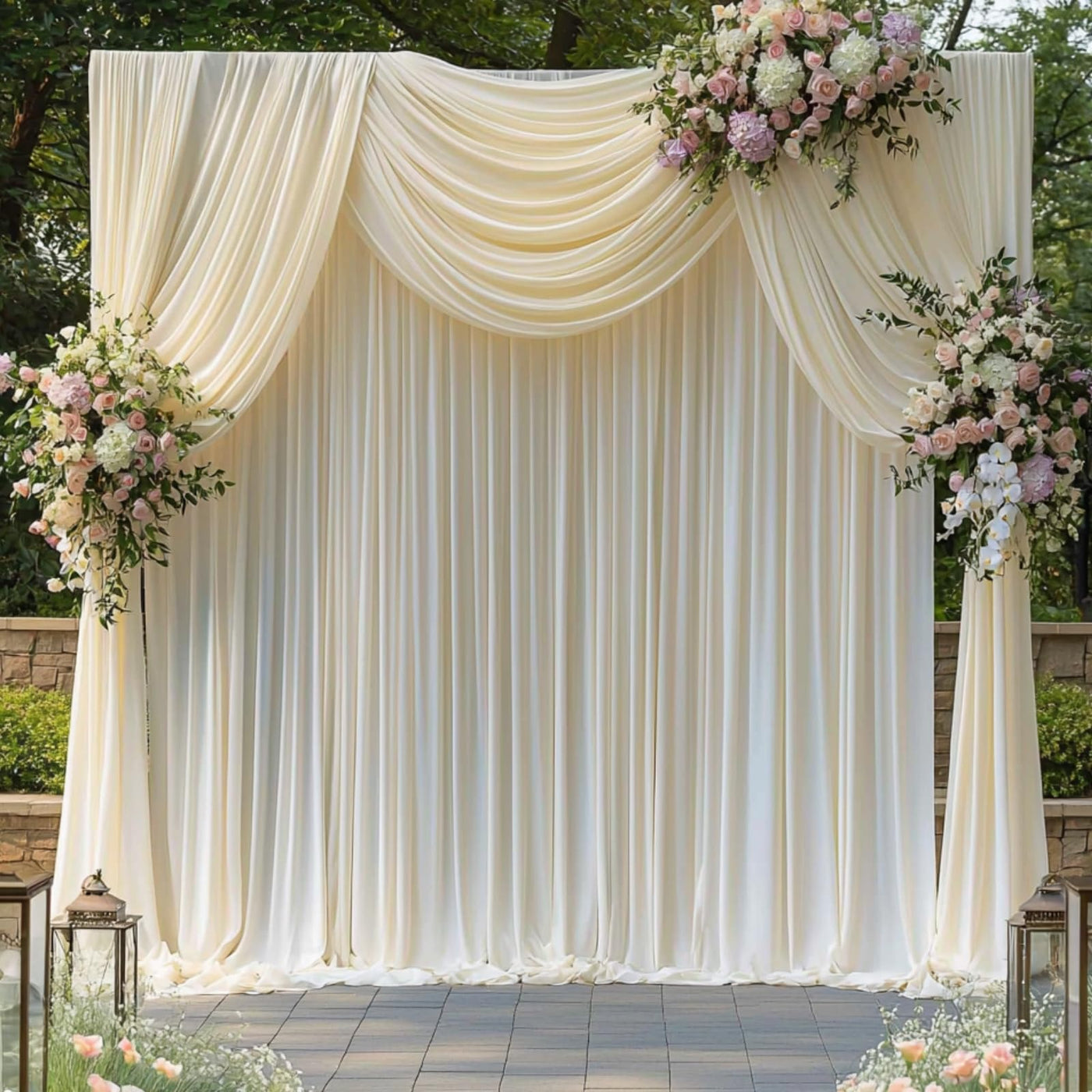 40FTx12FT White Wrinkle - Free Wedding Backdrop Curtain - Silky Washable White Polyester Drapes for Baby Showers, Birthday Parties, Photography, and Wedding Receptions - 8 Panels 5FTx12FT - Backdrop Bliss40FTx12FT White Wrinkle - Free Wedding Backdrop Curtain - Silky Washable White Polyester Drapes for Baby Showers, Birthday Parties, Photography, and Wedding Receptions - 8 Panels 5FTx12FT