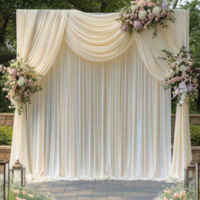 40FTx12FT White Wrinkle - Free Wedding Backdrop Curtain - Silky Washable White Polyester Drapes for Baby Showers, Birthday Parties, Photography, and Wedding Receptions - 8 Panels 5FTx12FT - Backdrop Bliss40FTx12FT White Wrinkle - Free Wedding Backdrop Curtain - Silky Washable White Polyester Drapes for Baby Showers, Birthday Parties, Photography, and Wedding Receptions - 8 Panels 5FTx12FT