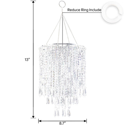 PAPAYA Modern Chrome Beaded Hanging Chandelier Shades (W8.7 x H13), Beads Pendant Shade with Acrylic Crystal, Ceiling Chandelier Beaded Lampshade for Wedding Party Event Home Decoration Backdrop Bliss