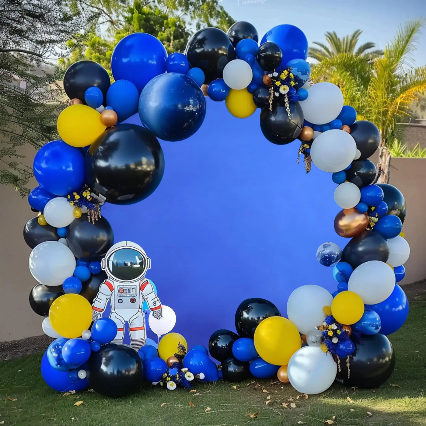 7.2FT Navy Blue Round Backdrop Cover for 5 to 7.2ft Circle Arch Stand - Haefoo Back to School Decoration Circle Backdrop Cover for Birthday, Wedding, Baby Shower Photography Background Party Decor Backdrop Bliss