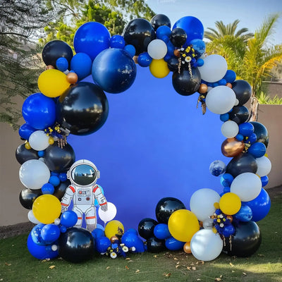 7.2FT Navy Blue Round Backdrop Cover for 5 to 7.2ft Circle Arch Stand - Haefoo Back to School Decoration Circle Backdrop Cover for Birthday, Wedding, Baby Shower Photography Background Party Decor Backdrop Bliss