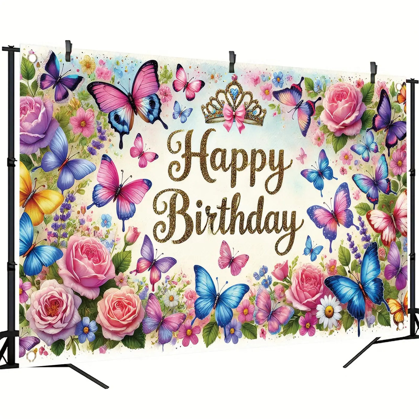Happy Birthday Backdrop Banner Rose Gold Glitter Floral Photography Background for Women Girls Lady Wedding Baby Shower Birthday Supplies Photo Props Party Decorations Cake Table 6x4ft - Backdrop BlissHappy Birthday Backdrop Banner Rose Gold Glitter Floral Photography Background for Women Girls Lady Wedding Baby Shower Birthday Supplies Photo Props Party Decorations Cake Table 6x4ft