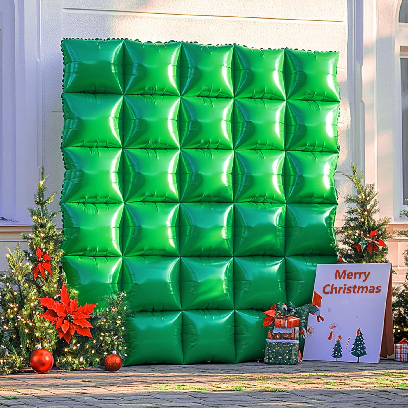 NISOCY 48PCS Green Square Foil Balloons Wall Backdrop Double Sided Green Balloons Tunnel Arch Kit for Baby Shower Birthday Anniversary Summer Party Decoration Backdrop Bliss