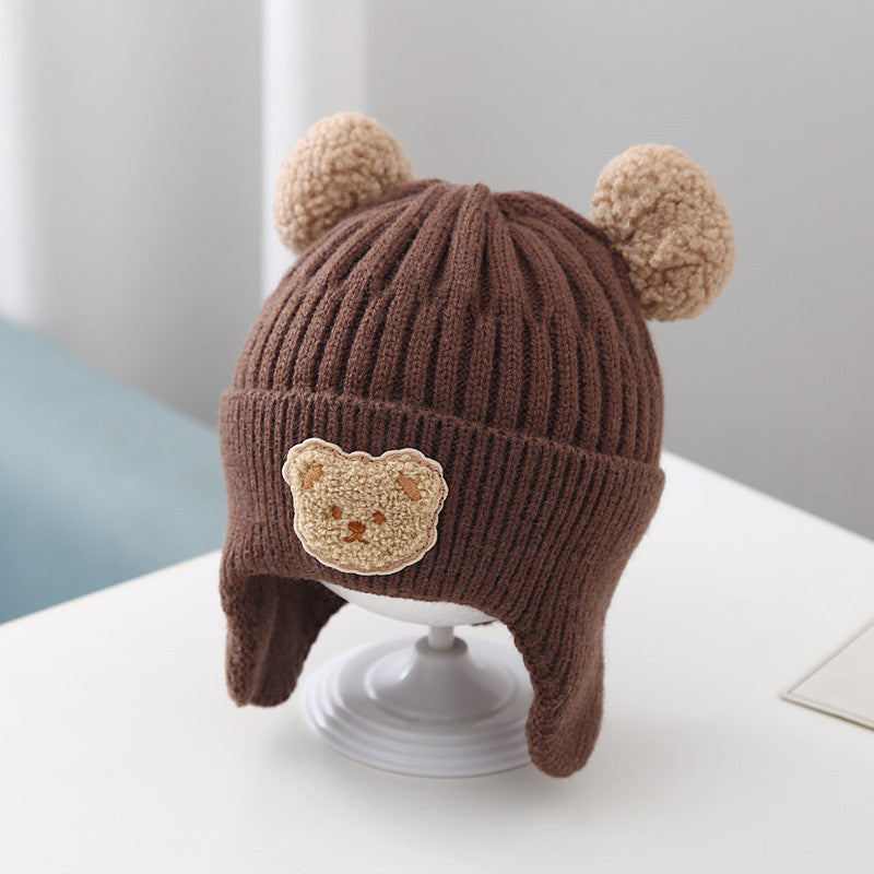 Baby Hat Warm Earflaps Cap Cute Bear Baby Knitted Woolen Cap Backdrop Bliss