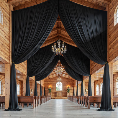 40FTx12FT White Wrinkle - Free Wedding Backdrop Curtain - Silky Washable White Polyester Drapes for Baby Showers, Birthday Parties, Photography, and Wedding Receptions - 8 Panels 5FTx12FT - Backdrop Bliss40FTx12FT White Wrinkle - Free Wedding Backdrop Curtain - Silky Washable White Polyester Drapes for Baby Showers, Birthday Parties, Photography, and Wedding Receptions - 8 Panels 5FTx12FT