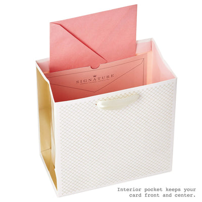 Hallmark Signature 7" Medium Birthday Gift Bag with Tissue Paper (Pink Flowers) Backdrop Bliss