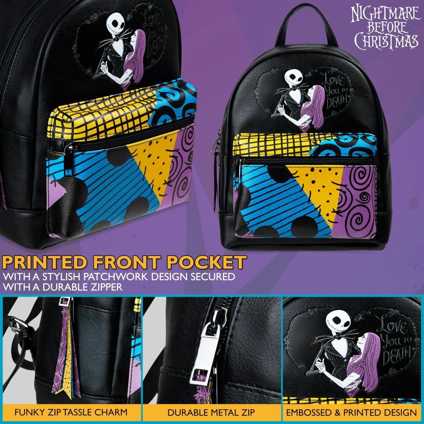 Disney Stitch Backpack for Girls Teens Women with Double Straps Daypack Backpacks for School Travel Trip Park Gifts for Girls (Multi Jack & Sally) - Backdrop BlissDisney Stitch Backpack for Girls Teens Women with Double Straps Daypack Backpacks for School Travel Trip Park Gifts for Girls (Multi Jack & Sally)