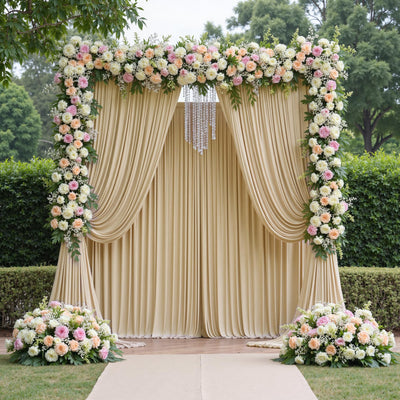 40FTx12FT White Wrinkle - Free Wedding Backdrop Curtain - Silky Washable White Polyester Drapes for Baby Showers, Birthday Parties, Photography, and Wedding Receptions - 8 Panels 5FTx12FT - Backdrop Bliss40FTx12FT White Wrinkle - Free Wedding Backdrop Curtain - Silky Washable White Polyester Drapes for Baby Showers, Birthday Parties, Photography, and Wedding Receptions - 8 Panels 5FTx12FT