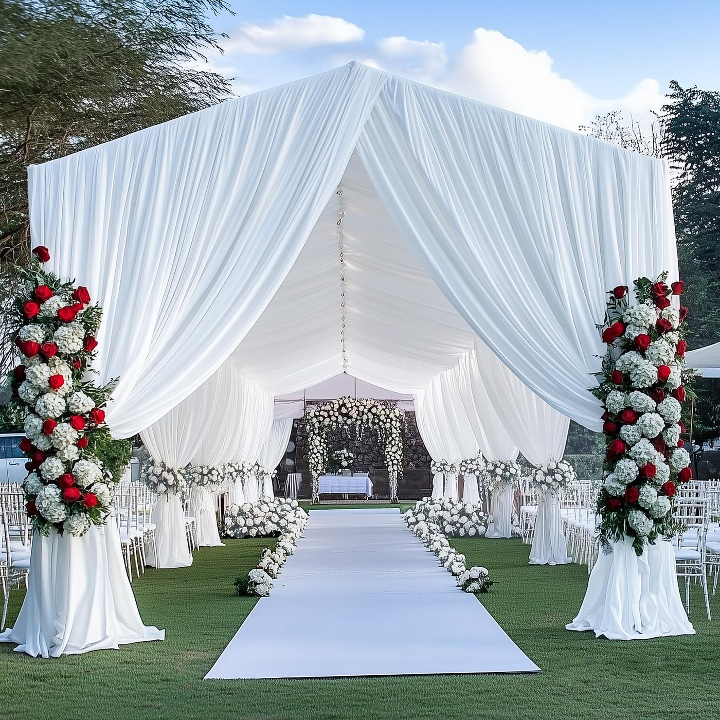 40FTx12FT White Wrinkle - Free Wedding Backdrop Curtain - Silky Washable White Polyester Drapes for Baby Showers, Birthday Parties, Photography, and Wedding Receptions - 8 Panels 5FTx12FT - Backdrop Bliss40FTx12FT White Wrinkle - Free Wedding Backdrop Curtain - Silky Washable White Polyester Drapes for Baby Showers, Birthday Parties, Photography, and Wedding Receptions - 8 Panels 5FTx12FT