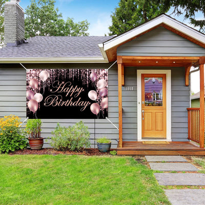 Black Gold Happy Birthday Banner Backdrop Large Yard Sign backgroud It's My Birthday Backdrop Baby Shower Party Indoor Outdoor Car Decoration Supplies for Men Women Boys Girls - Backdrop BlissBlack Gold Happy Birthday Banner Backdrop Large Yard Sign backgroud It's My Birthday Backdrop Baby Shower Party Indoor Outdoor Car Decoration Supplies for Men Women Boys Girls