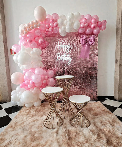 Pink Shimmer Wall Backdrop 24 Panels Cover 6 x 4 Ft, Photo Backdrops for Wedding,Anniversary,Birthday,Party Decoration Backdrop Bliss