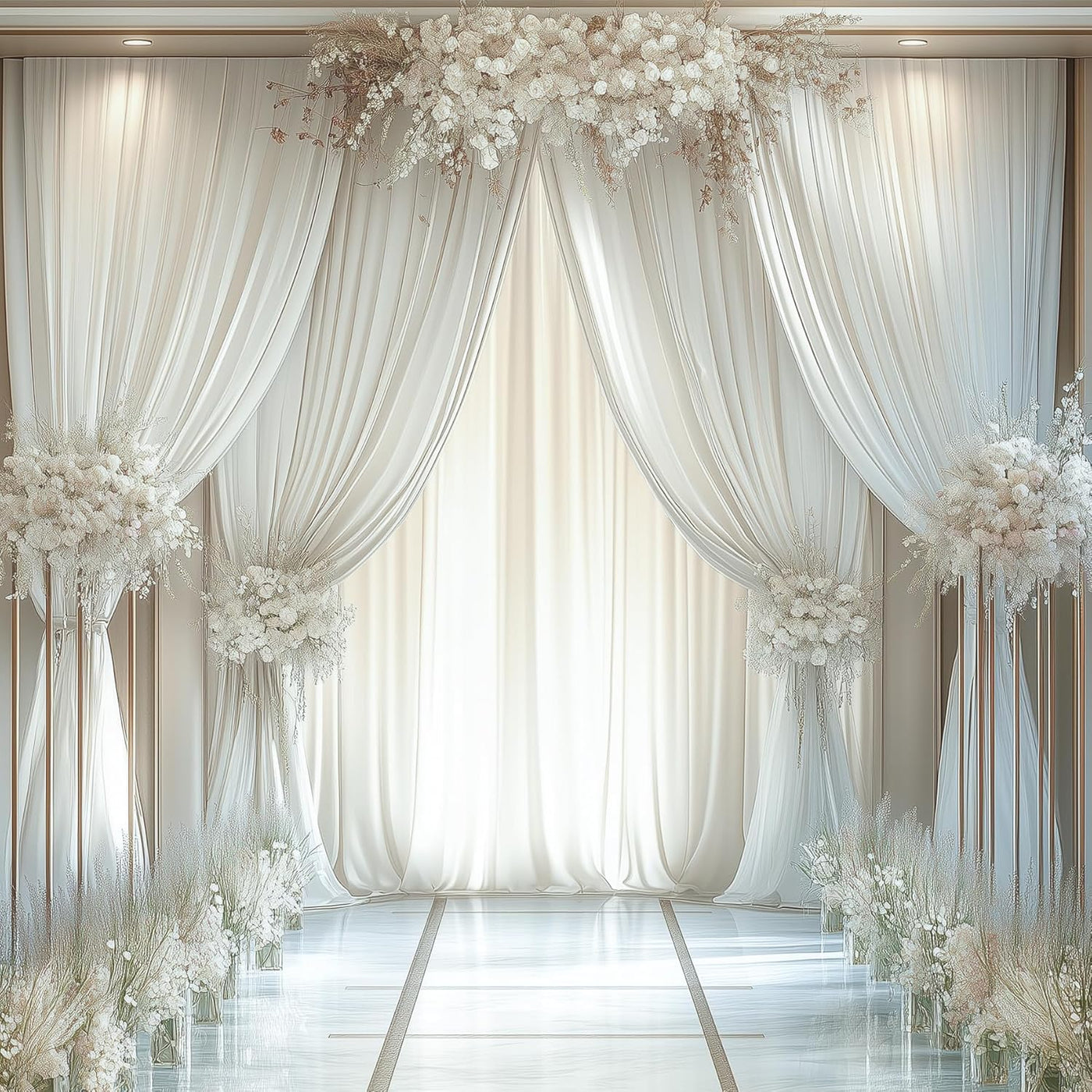 40FTx12FT White Wrinkle - Free Wedding Backdrop Curtain - Silky Washable White Polyester Drapes for Baby Showers, Birthday Parties, Photography, and Wedding Receptions - 8 Panels 5FTx12FT - Backdrop Bliss40FTx12FT White Wrinkle - Free Wedding Backdrop Curtain - Silky Washable White Polyester Drapes for Baby Showers, Birthday Parties, Photography, and Wedding Receptions - 8 Panels 5FTx12FT