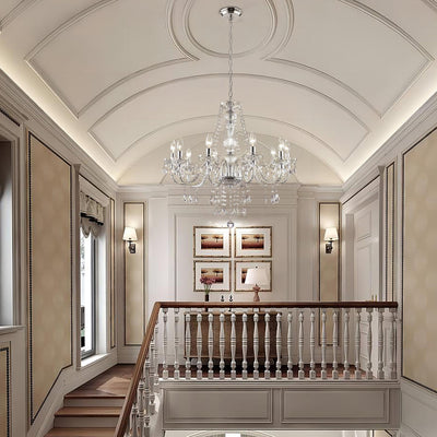 PAPAYA Modern Chrome Beaded Hanging Chandelier Shades (W8.7 x H13), Beads Pendant Shade with Acrylic Crystal, Ceiling Chandelier Beaded Lampshade for Wedding Party Event Home Decoration Backdrop Bliss