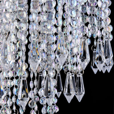 PAPAYA Modern Chrome Beaded Hanging Chandelier Shades (W8.7 x H13), Beads Pendant Shade with Acrylic Crystal, Ceiling Chandelier Beaded Lampshade for Wedding Party Event Home Decoration Backdrop Bliss