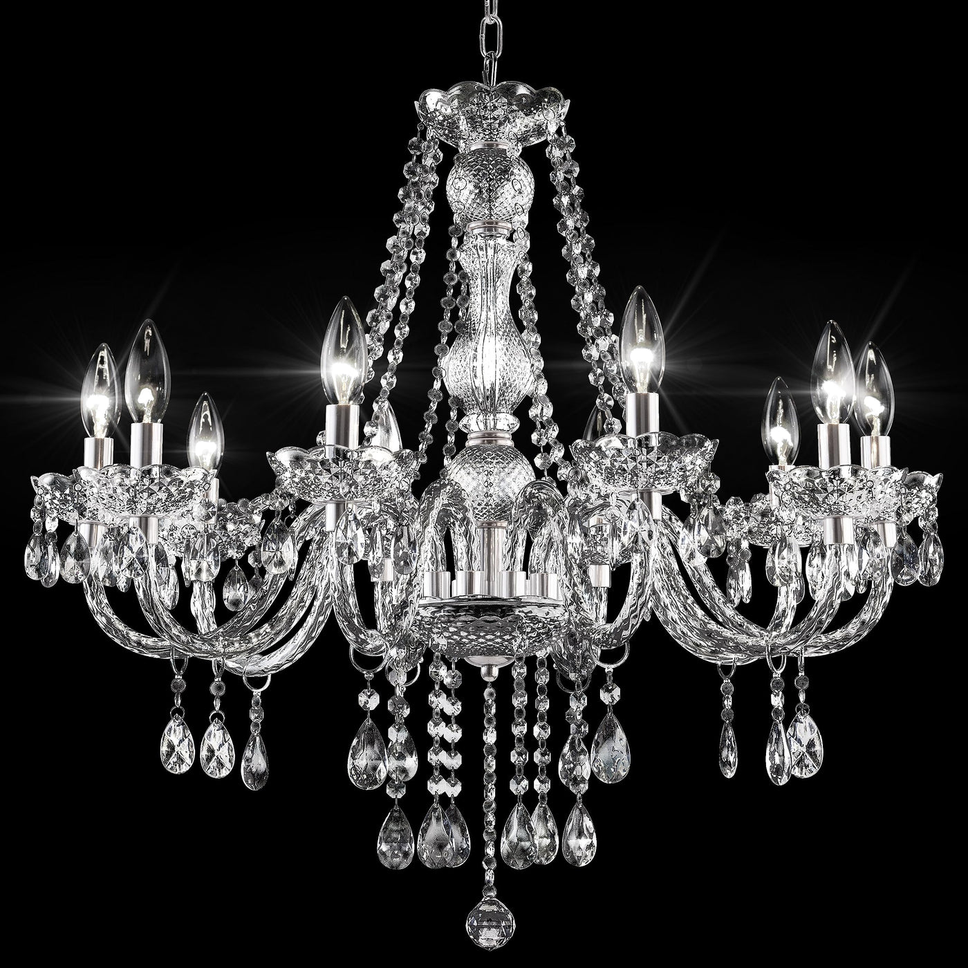 PAPAYA Modern Chrome Beaded Hanging Chandelier Shades (W8.7 x H13), Beads Pendant Shade with Acrylic Crystal, Ceiling Chandelier Beaded Lampshade for Wedding Party Event Home Decoration Backdrop Bliss