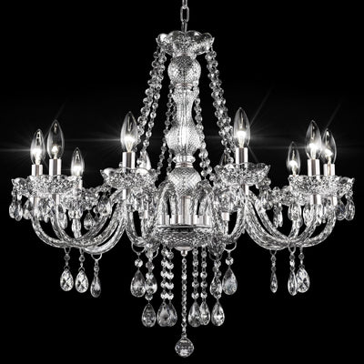 PAPAYA Modern Chrome Beaded Hanging Chandelier Shades (W8.7 x H13), Beads Pendant Shade with Acrylic Crystal, Ceiling Chandelier Beaded Lampshade for Wedding Party Event Home Decoration Backdrop Bliss
