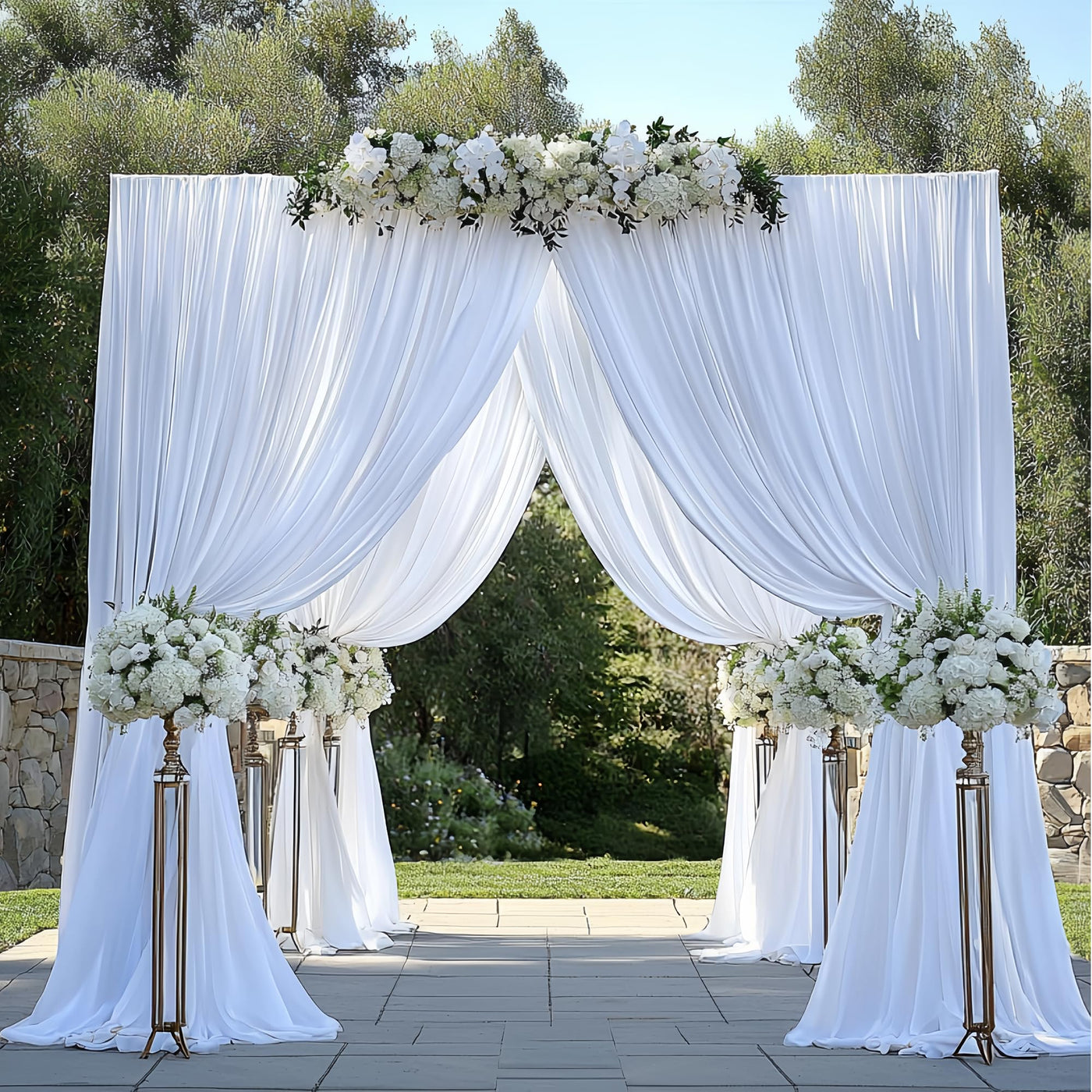 40FTx12FT White Wrinkle - Free Wedding Backdrop Curtain - Silky Washable White Polyester Drapes for Baby Showers, Birthday Parties, Photography, and Wedding Receptions - 8 Panels 5FTx12FT - Backdrop Bliss40FTx12FT White Wrinkle - Free Wedding Backdrop Curtain - Silky Washable White Polyester Drapes for Baby Showers, Birthday Parties, Photography, and Wedding Receptions - 8 Panels 5FTx12FT