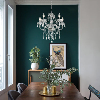 PAPAYA Modern Chrome Beaded Hanging Chandelier Shades (W8.7 x H13), Beads Pendant Shade with Acrylic Crystal, Ceiling Chandelier Beaded Lampshade for Wedding Party Event Home Decoration Backdrop Bliss