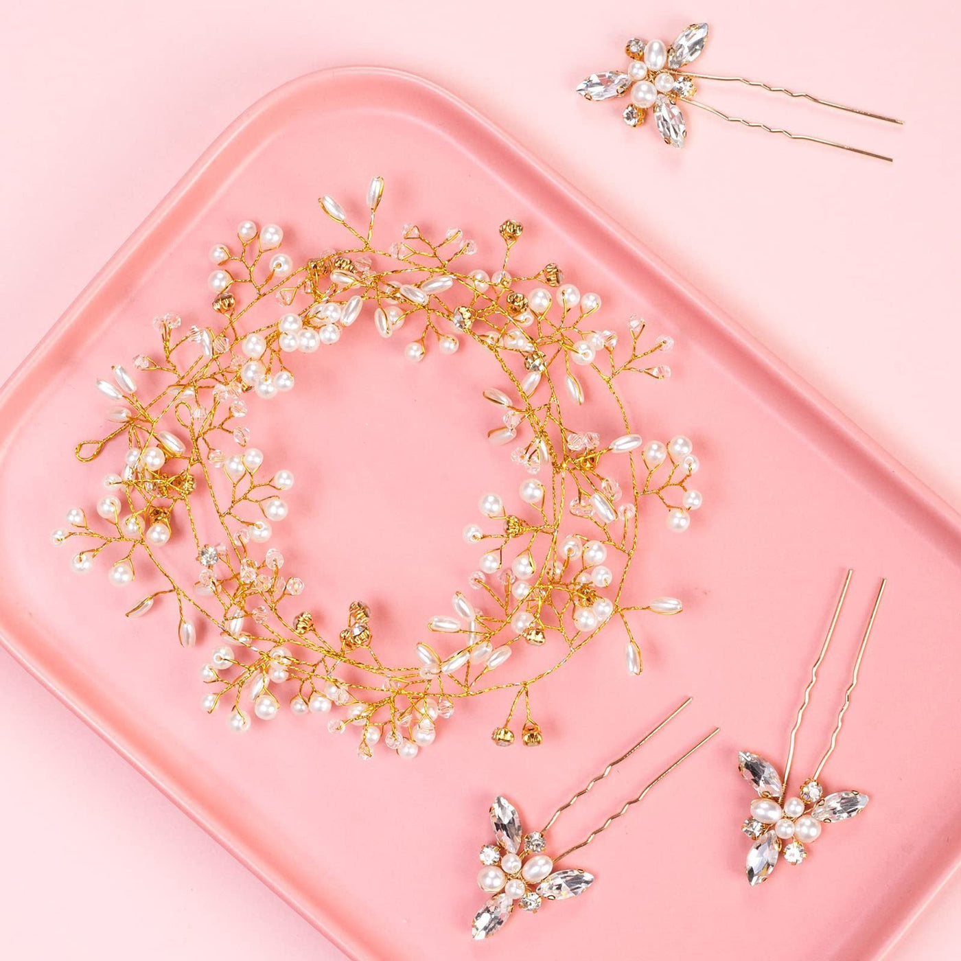 Pearl Crystal 1 M Hair Band 3 Hair Clasp Combination Suit Backdrop Bliss