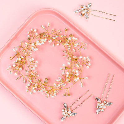 Pearl Crystal 1 M Hair Band 3 Hair Clasp Combination Suit Backdrop Bliss