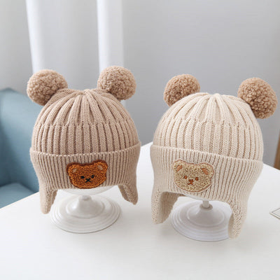 Baby Hat Warm Earflaps Cap Cute Bear Baby Knitted Woolen Cap Backdrop Bliss