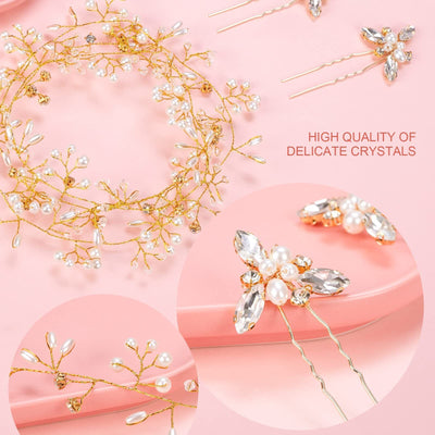 Pearl Crystal 1 M Hair Band 3 Hair Clasp Combination Suit Backdrop Bliss