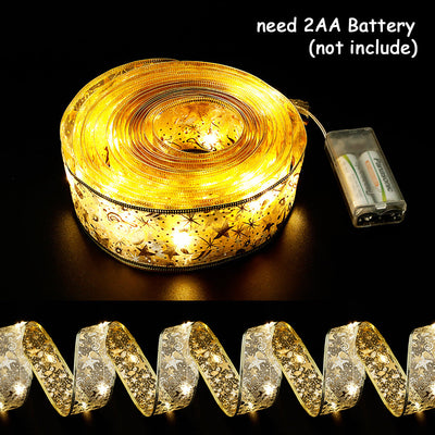 Fairy Lights String Christmas Ribbon Bow Tie Backdrop Bliss