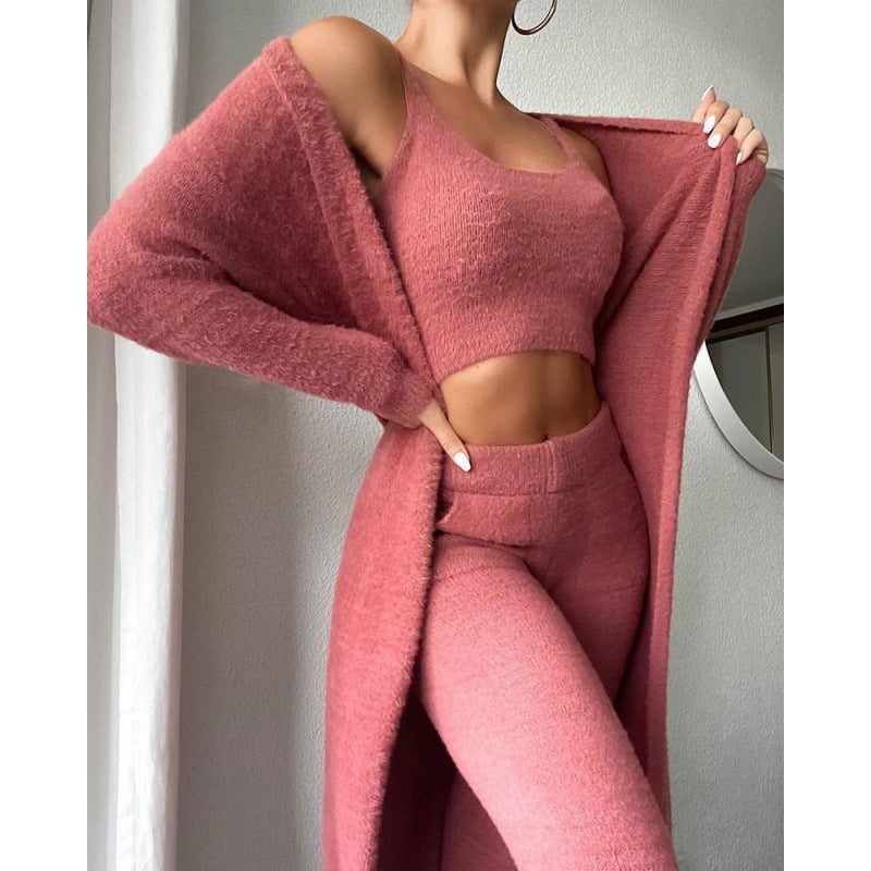 Cozy Pajama Set, 3 Piece Lounge Set, Cute Loungewear, Warm Suit Sets, Matching Set, Lounge Set, 3 Piece Pant Sets, Women Winter Dress Backdrop Bliss