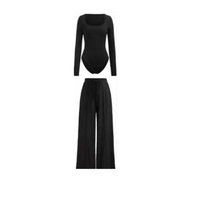 Sexy Slim Rib New Tight Square Collar Jumpsuit Trousers Suit Women - Backdrop BlissSexy Slim Rib New Tight Square Collar Jumpsuit Trousers Suit Women