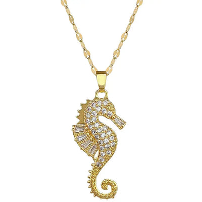 Fashion Zircon Seahorse Crab Pendant Necklace Backdrop Bliss