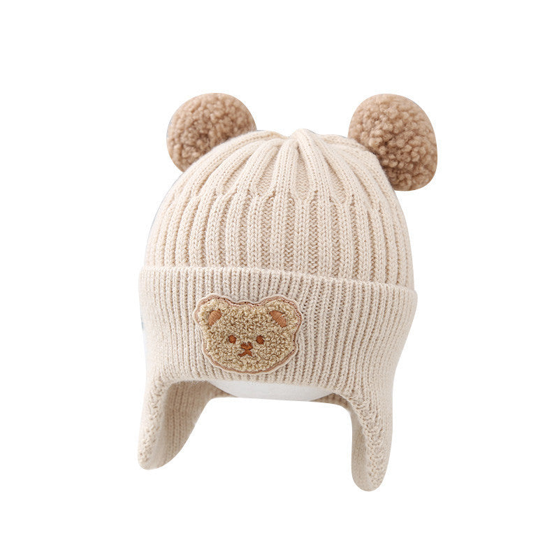 Baby Hat Warm Earflaps Cap Cute Bear Baby Knitted Woolen Cap Backdrop Bliss