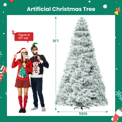 Pre-lit Artificial Christmas Tree, Prelighted Green Artificial Hinged Spruce Xmas Tree With 347 Branch Tips, 120 Incandescent Lights Backdrop Bliss